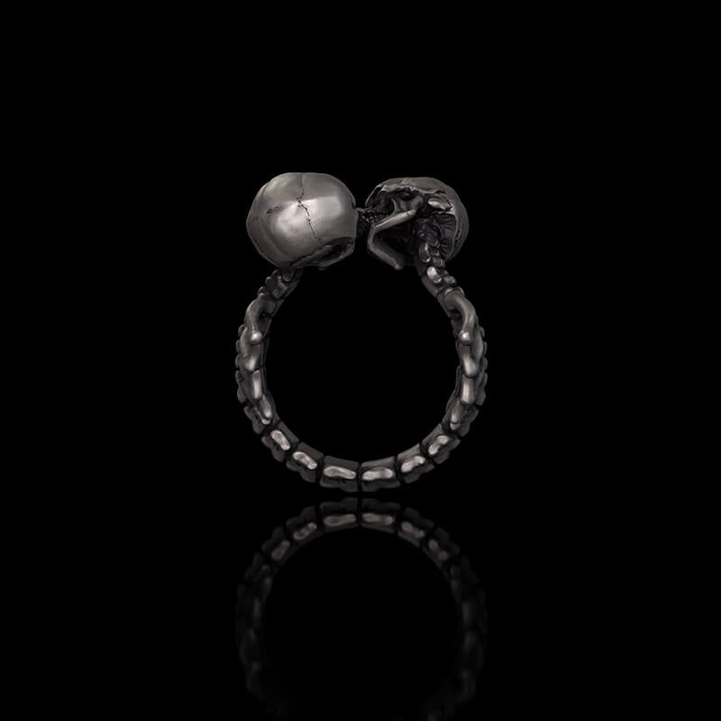 Gothic Love Kiss Sterling Silver Stainless Steel Skull Ring | RoyalLuster.com