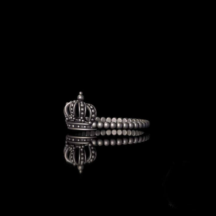 Gothic Masquerade Mask Crown Sterling Silver Ring Set