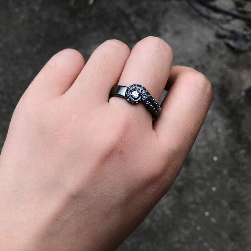 Gothic Octopus Tentacle 925 Sterling Silver Ring