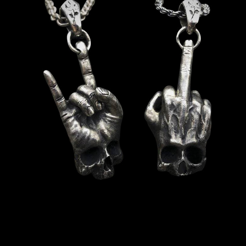 Gothic Rock Skull 925 Sterling Silver Necklace