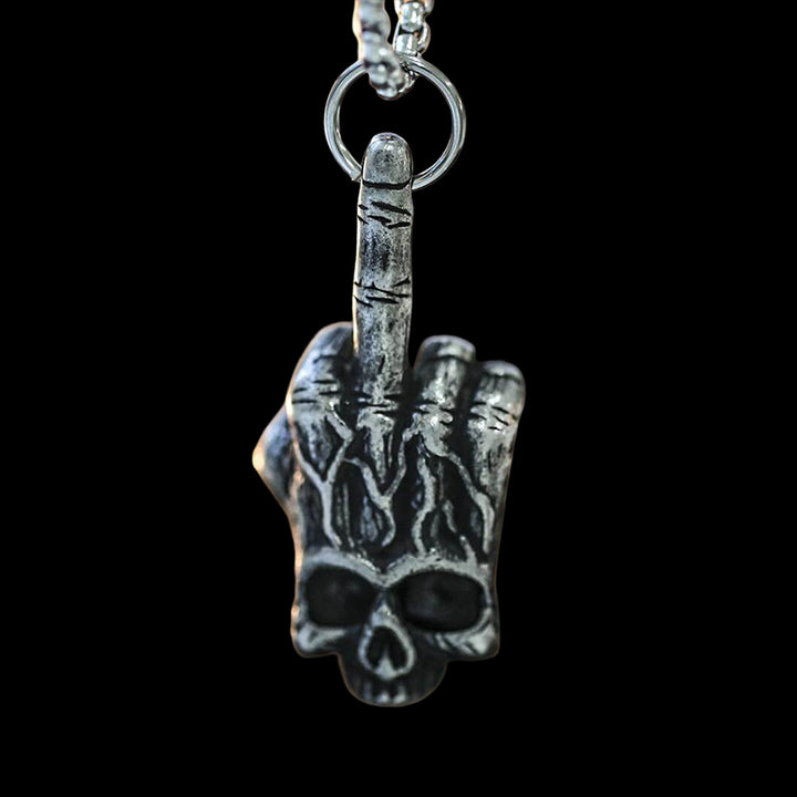 Gothic Rock Skull 925 Sterling Silver Necklace