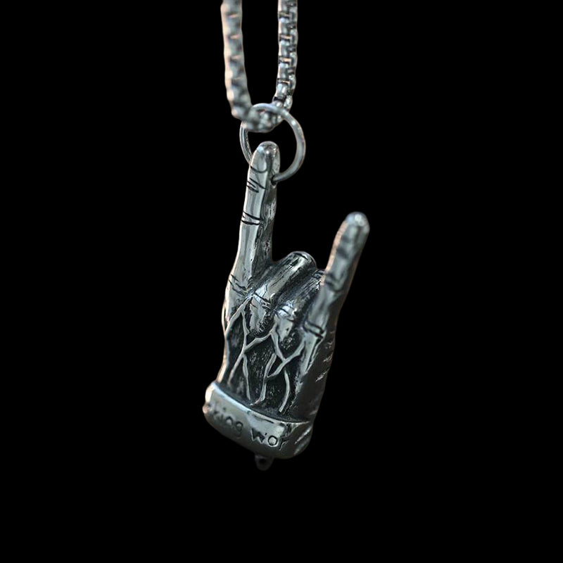 Gothic Rock Skull 925 Sterling Silver Necklace