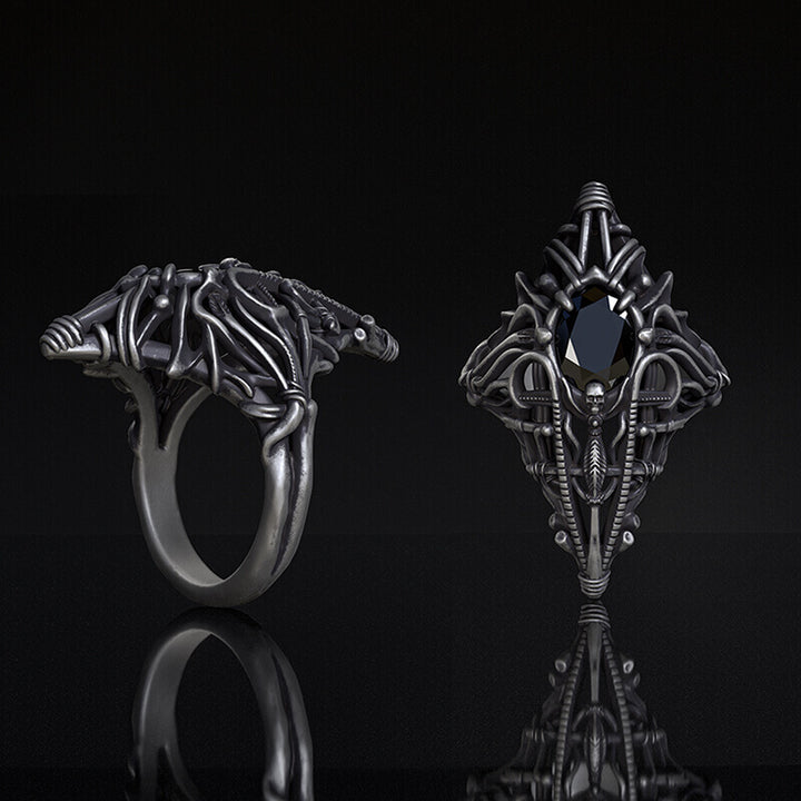 Gothic Skeleton Treasure Sterling Silver Ring | RoyalLuster.com