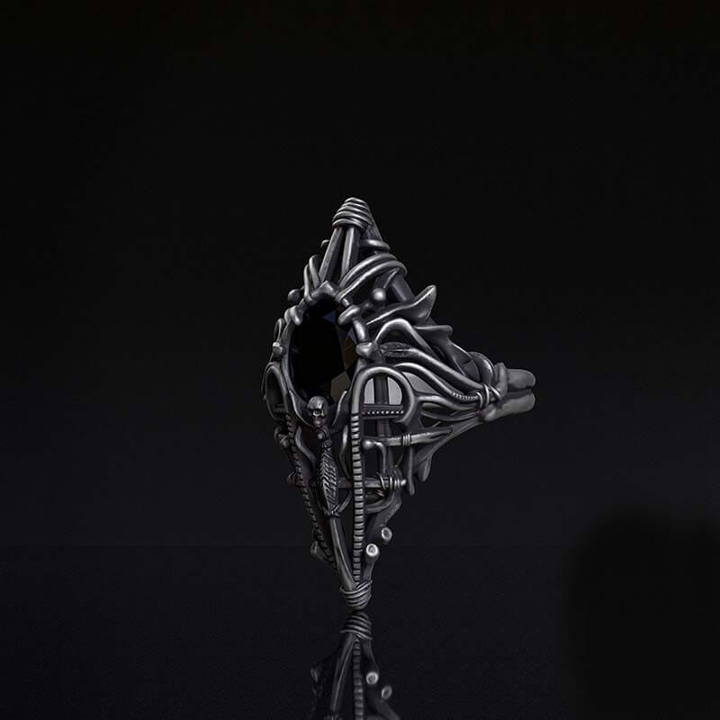 Gothic Skeleton Treasure Sterling Silver Ring | RoyalLuster.com