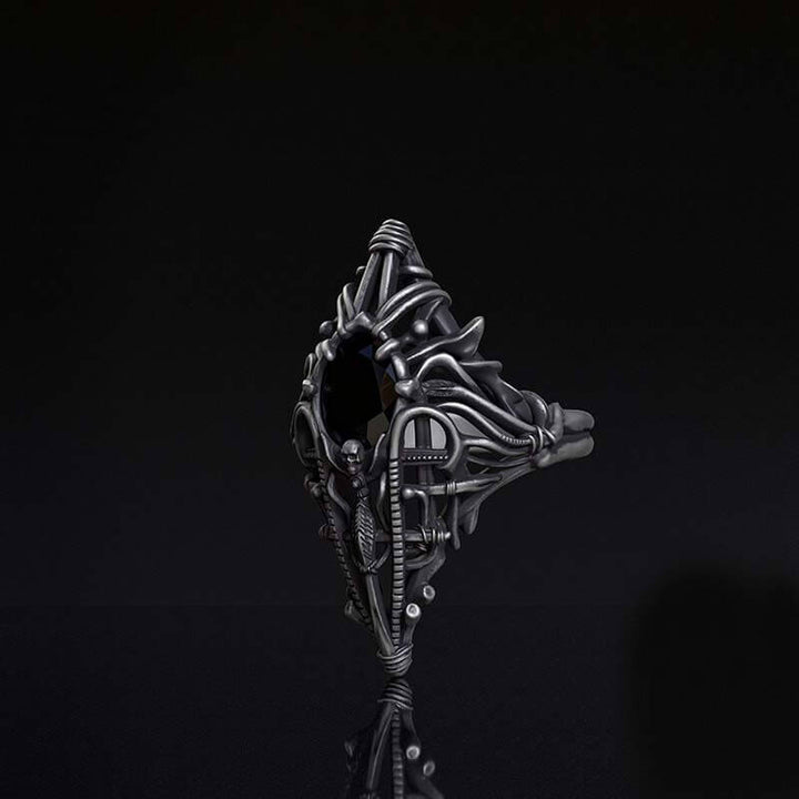 Gothic Skeleton Treasure Sterling Silver Ring | RoyalLuster.com