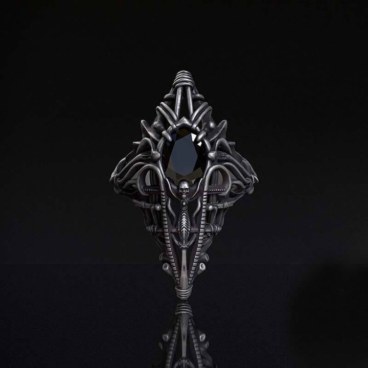 Gothic Skeleton Treasure Sterling Silver Ring | RoyalLuster.com