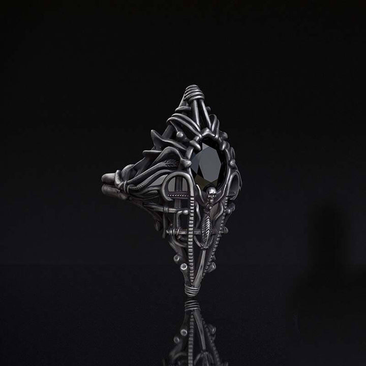 Gothic Skeleton Treasure Sterling Silver Ring | RoyalLuster.com