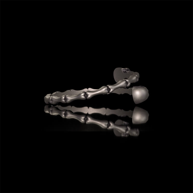 Gothic Skull Bone Sterling Silver Open Bracelet