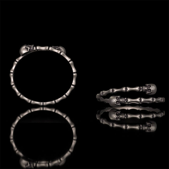 Gothic Skull Bone Sterling Silver Open Bracelet 02 | RoyalLuster.com