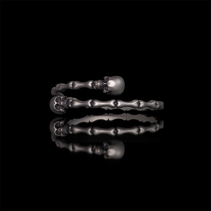 Gothic Skull Bone Sterling Silver Open Bracelet 03 | RoyalLuster.com