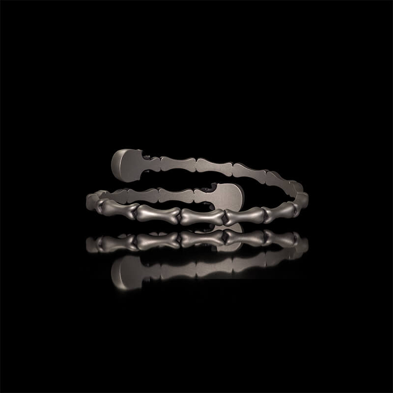 Gothic Skull Bone Sterling Silver Open Bracelet