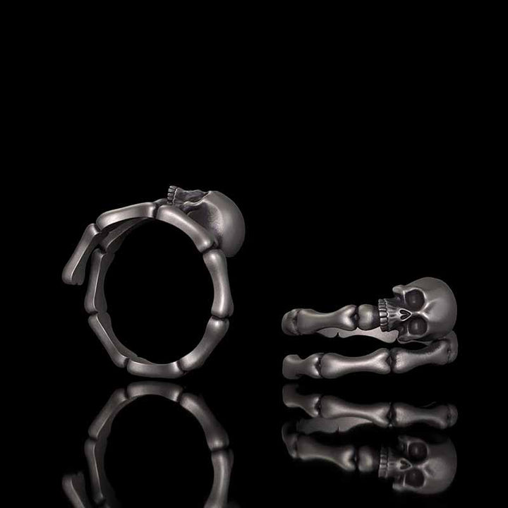 Gothic Skull Bone Sterling Silver Open Ring 01 | RoyalLuster.com