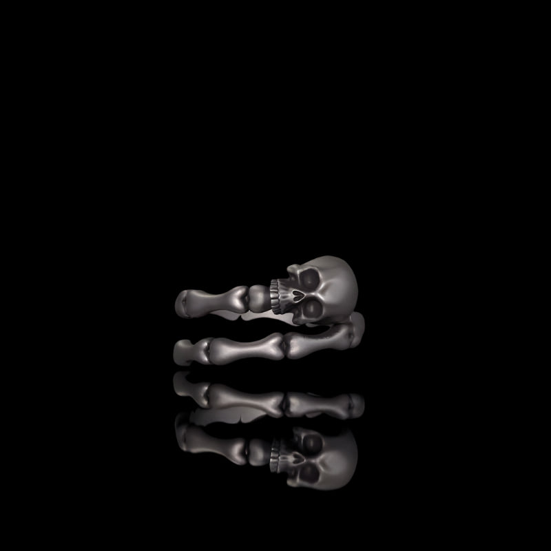 Gothic Skull Bone Sterling Silver Open Ring 02 | RoyalLuster.com