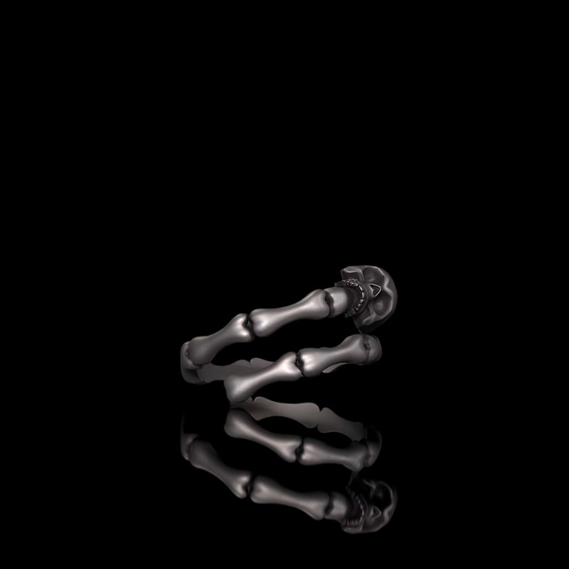 Gothic Skull Bone Sterling Silver Open Ring