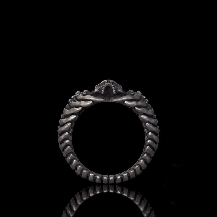 Gothic Skull Centipede Spine Sterling Silver Ring