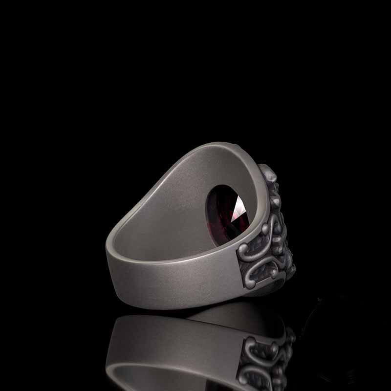 Gothic Skull Crossbones Sterling Silver Gem Ring