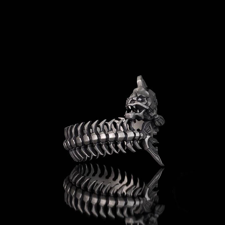 Gothic Skull Fishbone Spine Sterling Silver Open Ring