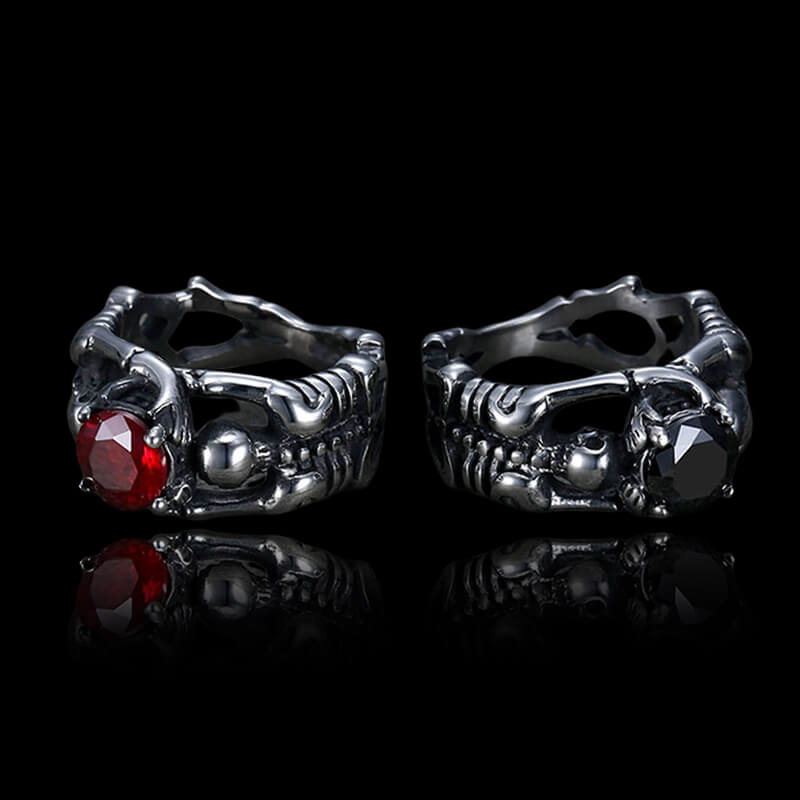 Gothic Skull Gem 925 Sterling Silver Ring