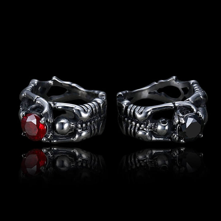 Gothic Skull Gem 925 Sterling Silver Ring