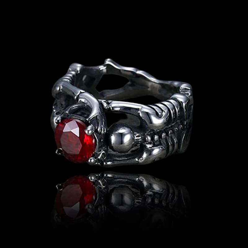 Gothic Skull Gem 925 Sterling Silver Ring