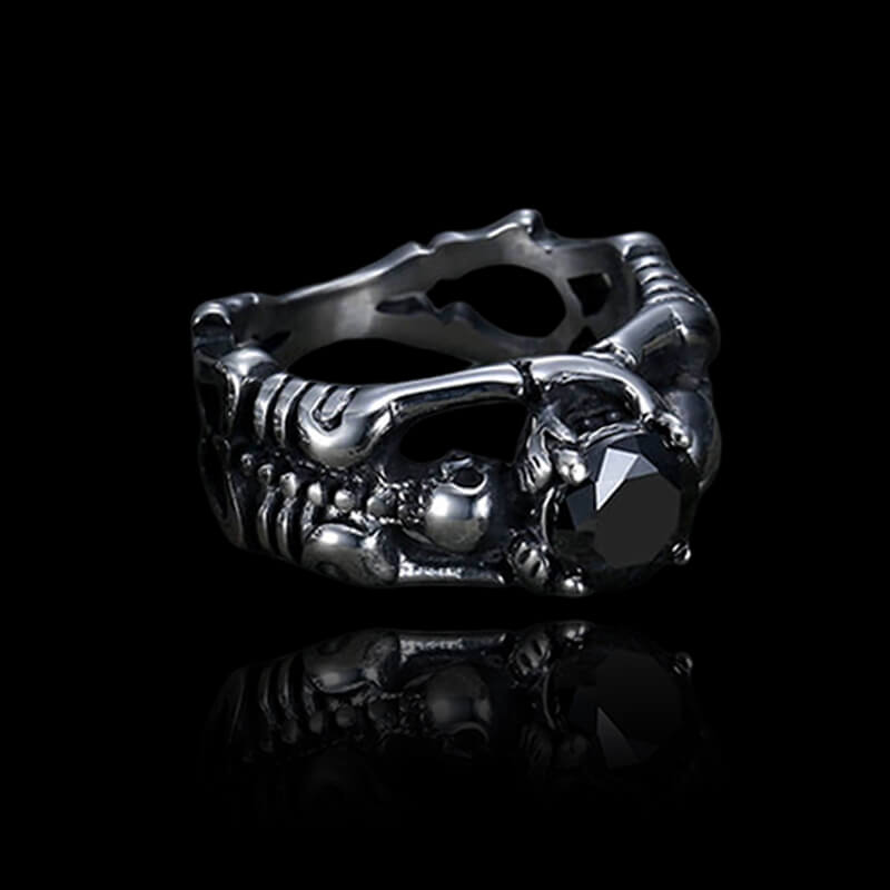 Gothic Skull Gem 925 Sterling Silver Ring