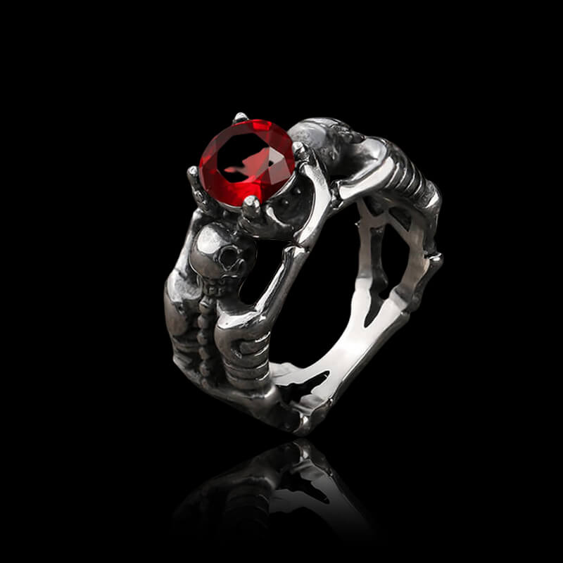 Gothic Skull Gem 925 Sterling Silver Ring