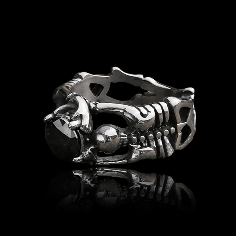 Gothic Skull Gem 925 Sterling Silver Ring