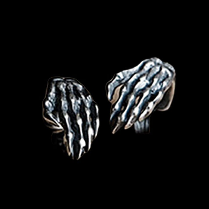 Gothic Skull Hand 925 Sterling Silver Stud Earrings