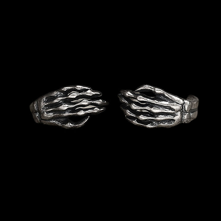 Gothic Skull Hand 925 Sterling Silver Stud Earrings