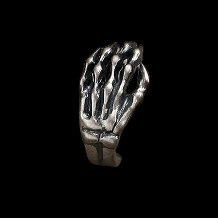 Gothic Skull Hand 925 Sterling Silver Stud Earrings