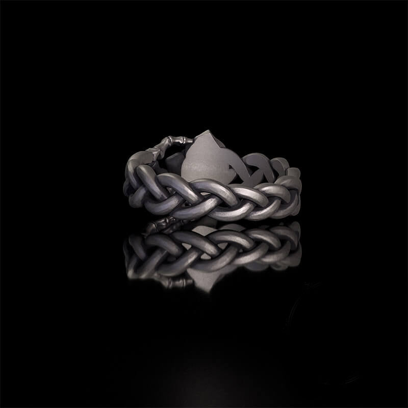 Gothic Skull Hand Holding Rose Sterling Silver Ring