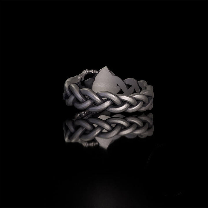 Gothic Skull Hand Holding Rose Sterling Silver Ring