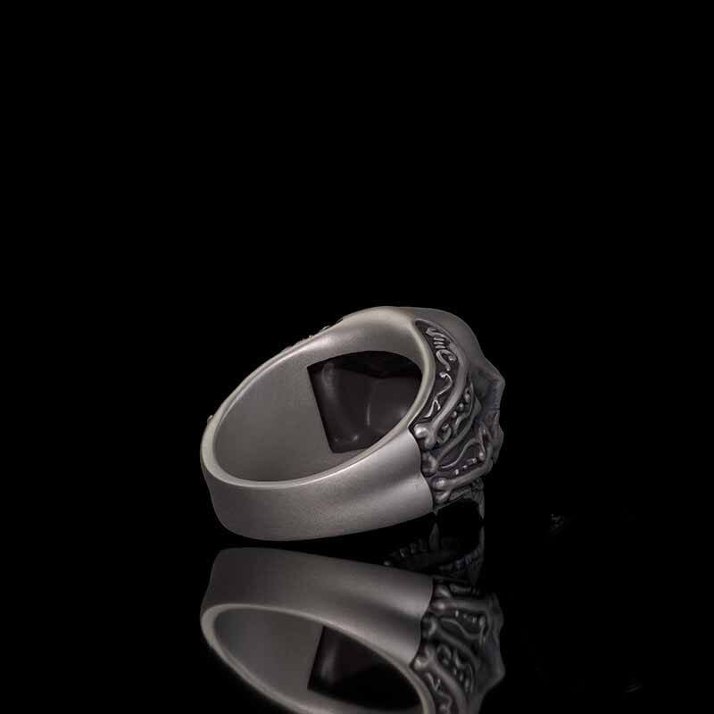 Gothic Skull Head Bone Sterling Silver Ring