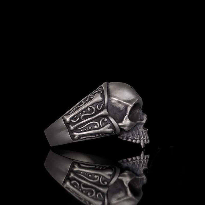 Gothic Skull Head Bone Sterling Silver Ring