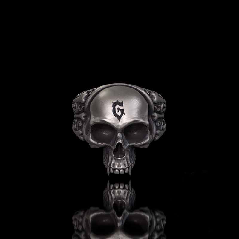 Gothic Skull Head Bone Sterling Silver Ring | RoyalLuster.com