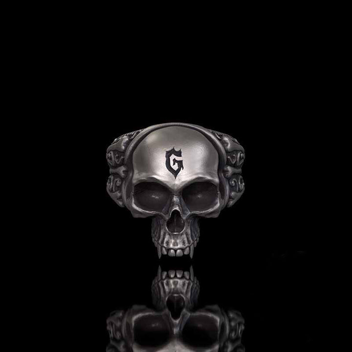 Gothic Skull Head Bone Sterling Silver Ring | RoyalLuster.com