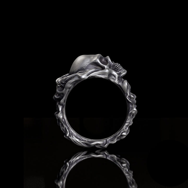Gothic Skull Head Sterling Silver Ring | RoyalLuster.com