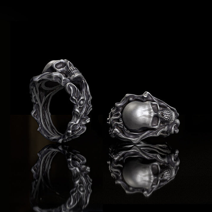 Gothic Skull Head Sterling Silver Ring | RoyalLuster.com