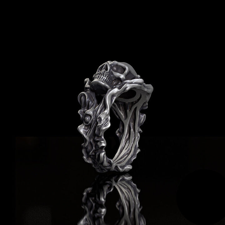 Gothic Skull Head Sterling Silver Ring | RoyalLuster.com