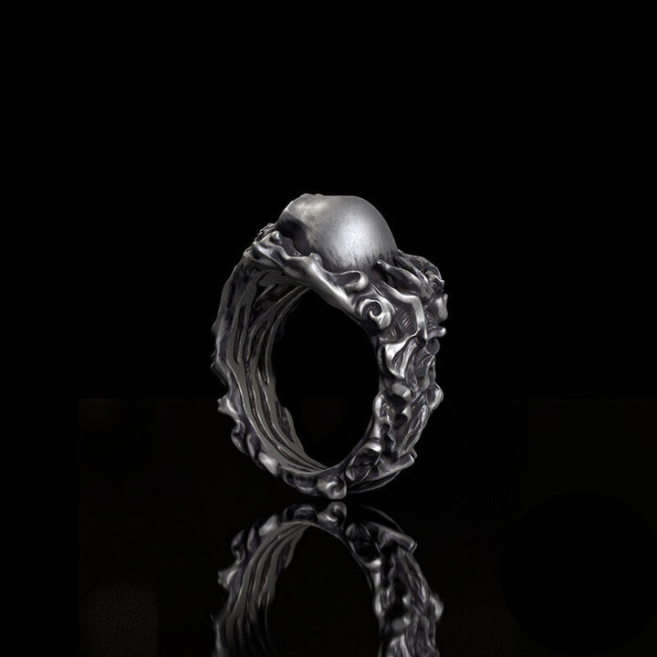 Gothic Skull Head Sterling Silver Ring | RoyalLuster.com