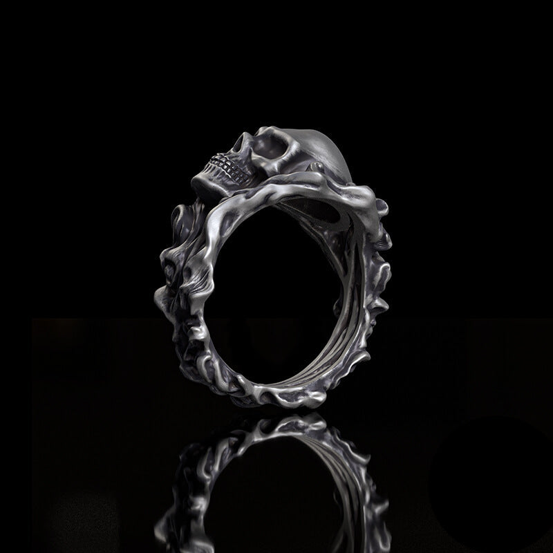 Gothic Skull Head Sterling Silver Ring | RoyalLuster.com