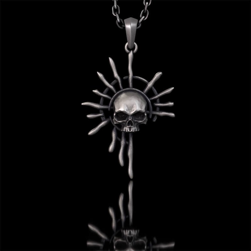 Gothic Skull Sun God Sterling Silver Monster Pendant | RoyalLuster.com