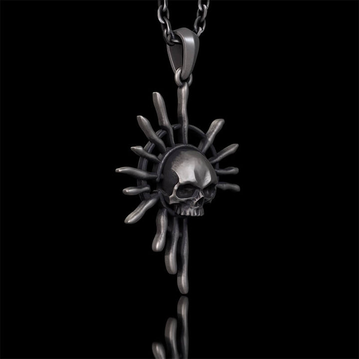 Gothic Skull Sun God Sterling Silver Monster Pendant | RoyalLuster.com