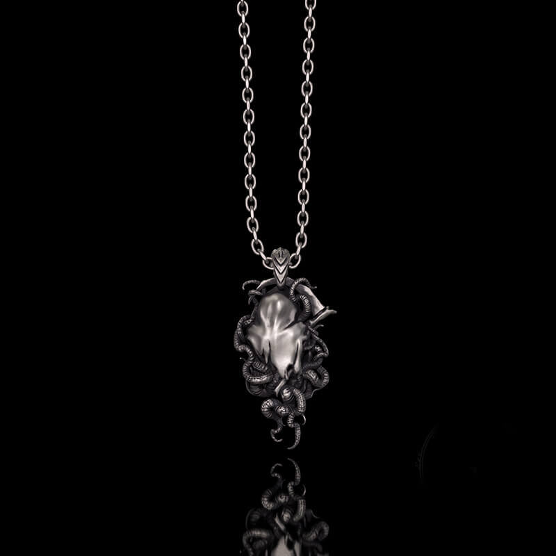 Gothic Skull Tentacle Demon Sterling Silver Pendant