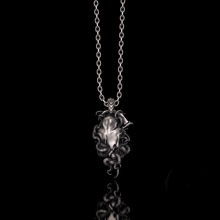 Gothic Skull Tentacle Demon Sterling Silver Pendant