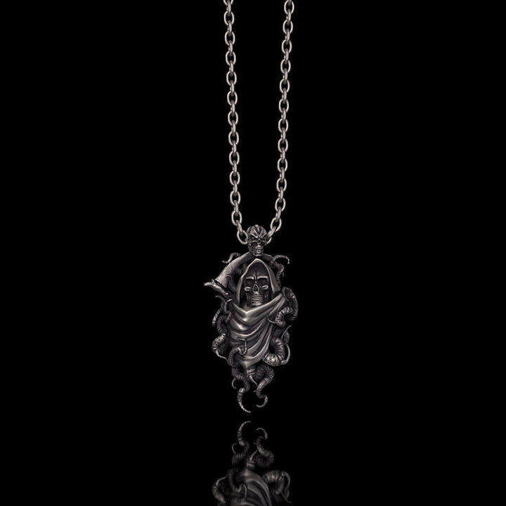 Gothic Skull Tentacle Demon Sterling Silver Pendant | RoyalLuster.com