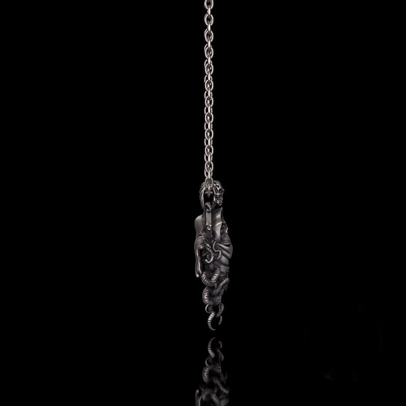 Gothic Skull Tentacle Demon Sterling Silver Pendant | RoyalLuster.com