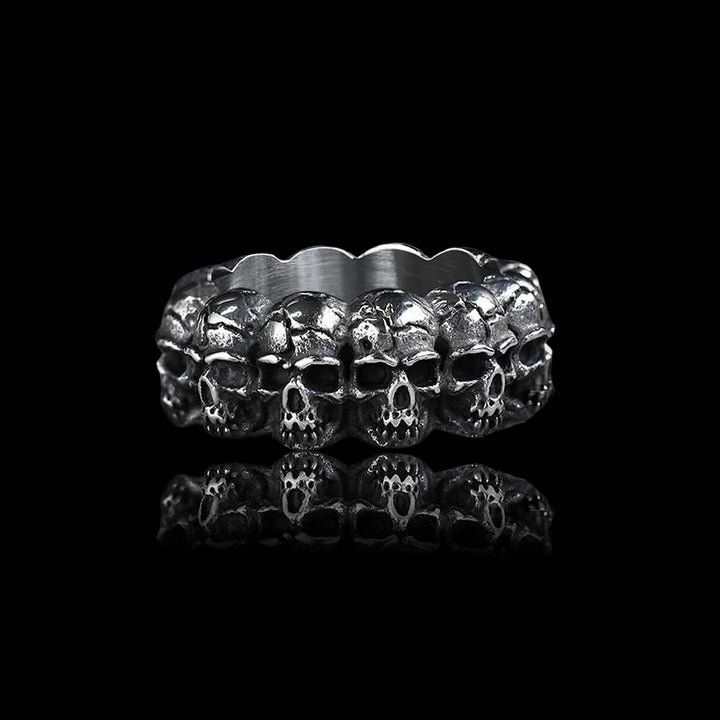Gothic Surrounded Skull 925 Sterling Silver Ring