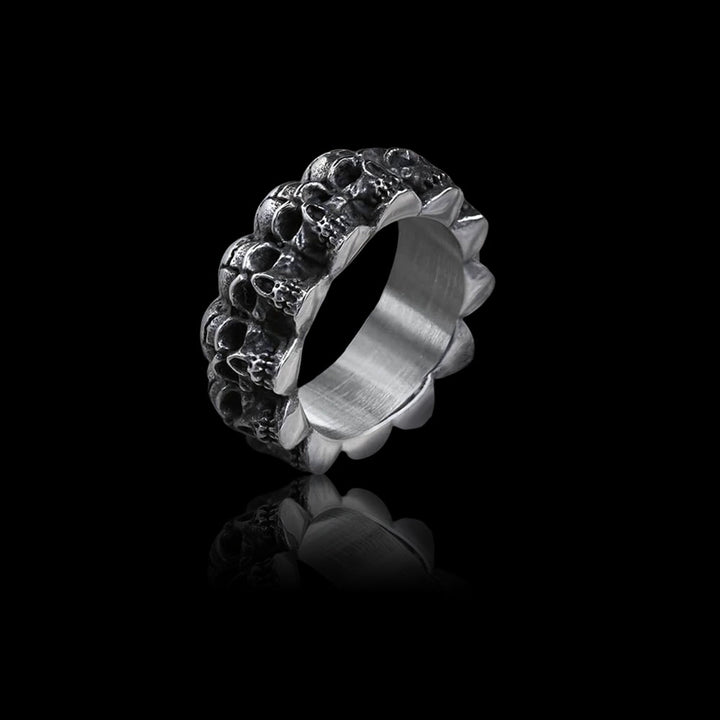 Gothic Surrounded Skull 925 Sterling Silver Ring