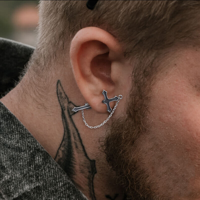 Gothic Sword 925 Sterling Silver Stud Earring